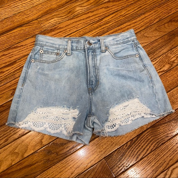 American Eagle Outfitters Pants - american eagle mom shorts light denim lace 0